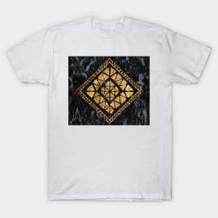 Golden tribal geo - black marble T-Shirt